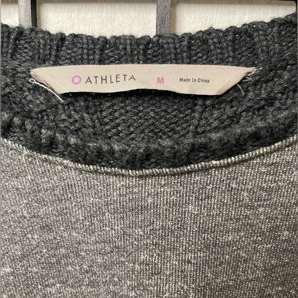 Athleta Two-Tone Gray Crewneck Knit Sweater - Picture 2 of 5
